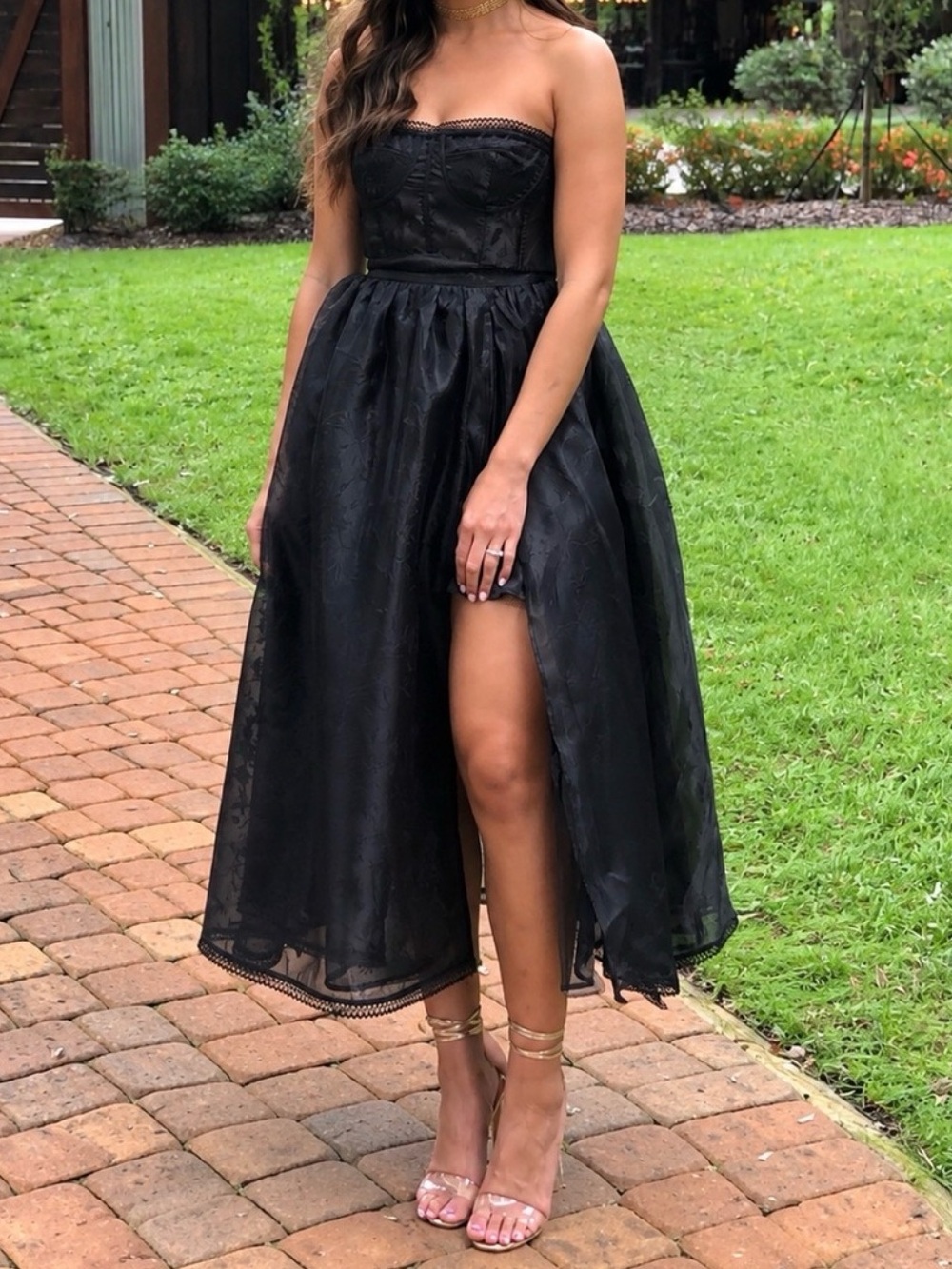 NBD Black Strapless High-Low Party Dress